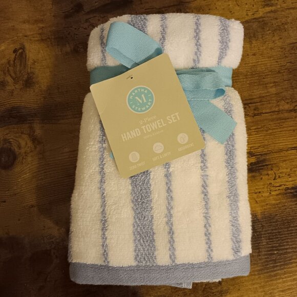 Martha Stewart Collection - Striped Nautical Hand Towel - Frozen Pond - Picture 7 of 10